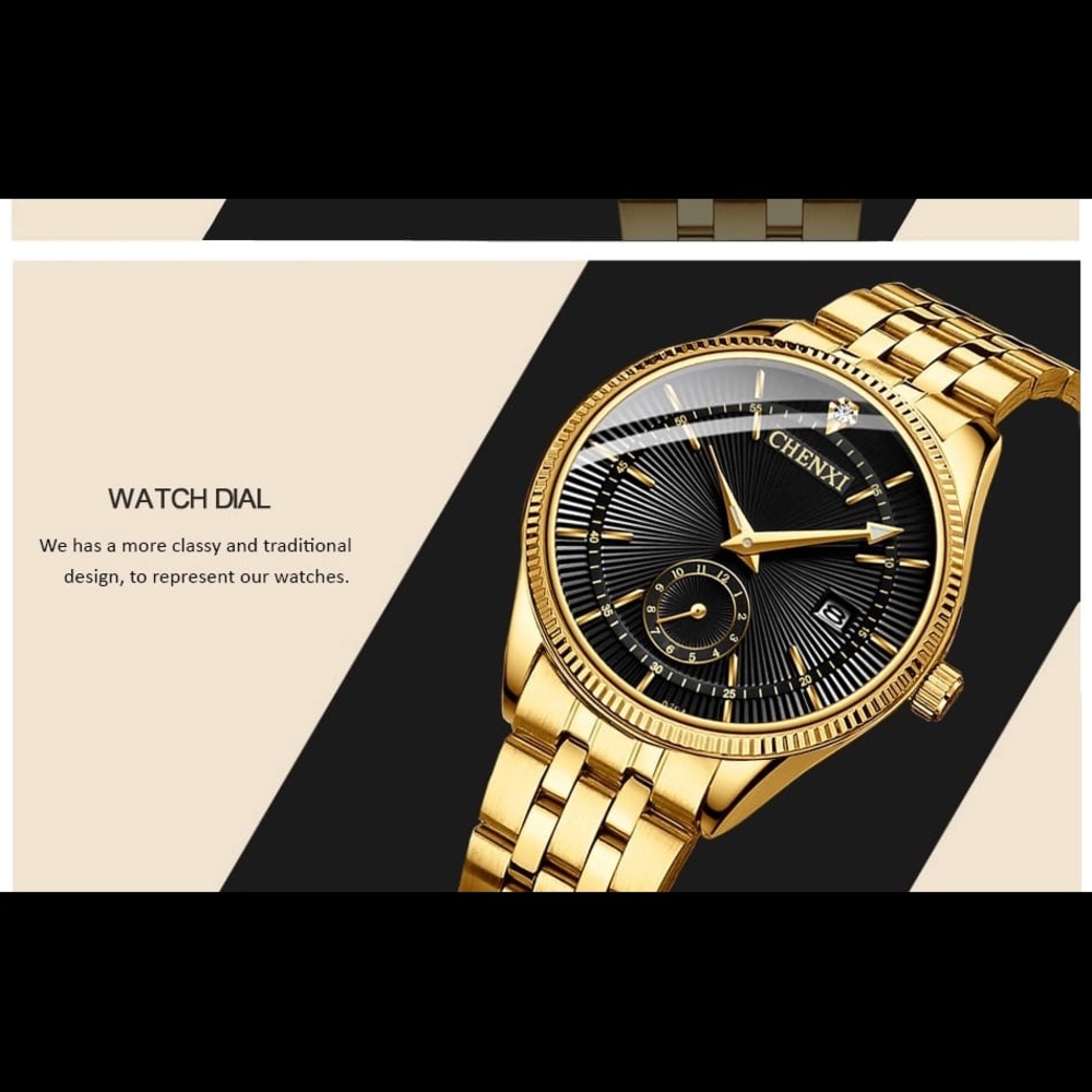 Mens Watches Top Brand Luxury CHENXI Golden Watch - Picture 7 of 7